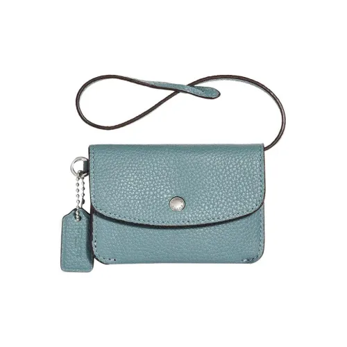 COACH Pebble Кожа Клатч Монета Кошелек Мини Женский Синий