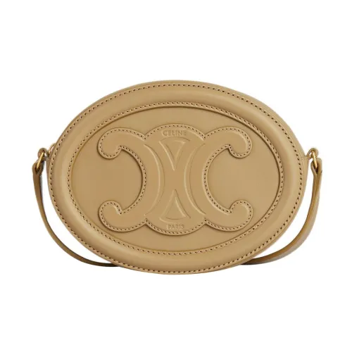 CELINE Cuir Triomphe Гладкая коровья кожа Кошелек Сумка в виде лунного пирога Сумка через плечо Женская Оливковый