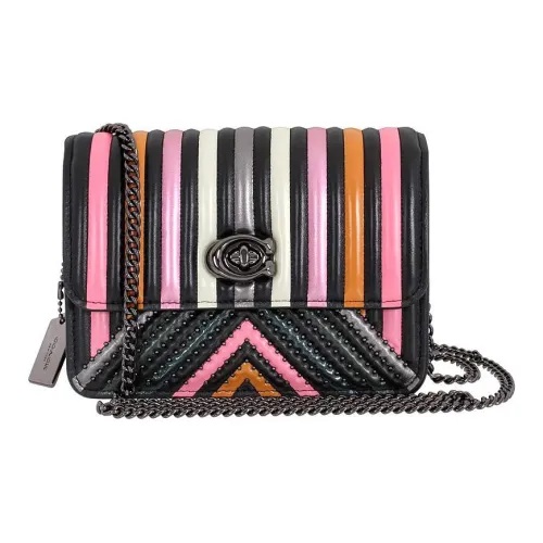 COACH Bowery Кожа Сумка через плечо Маленькая Женская Черная и Многоцветная