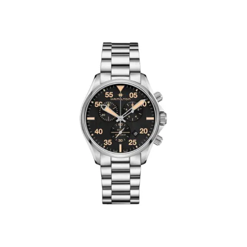 HAMILTON Khaki Aviation Collection Кварцевый механизм Мужские часы Циферблат 44 мм Черный корпус из нержавеющей стали