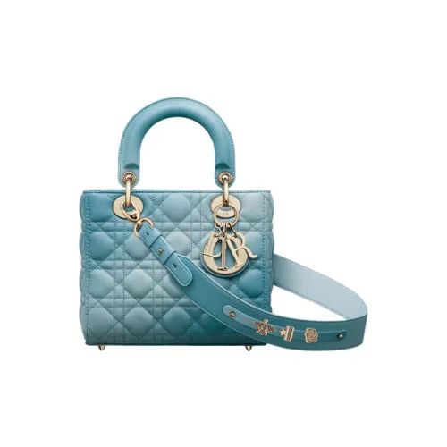 DIOR Lady Dior My ABCDior Овчина Сумка через плечо Сумка Маленькая Женская Небесно-голубая
