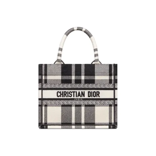 DIOR BookTote Вышивка Сумка-тоут Сумка для покупок Сумка через плечо Сумка Маленькая Женская Черно-белая