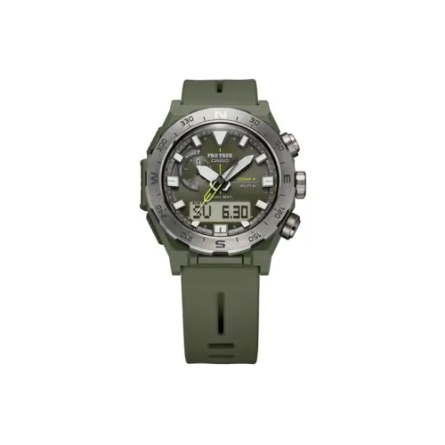 CASIO Кварцевый механизм Мужские часы PRO TREK Collection Dual Display 52,6мм*45,3мм*14,2мм Зеленые