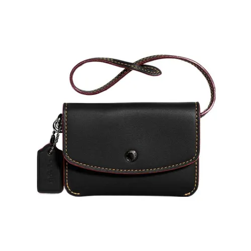 COACH Замша с кожаными вставками клатч держатель для карт кошелек маленький женский черный