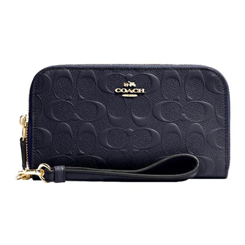 COACH Accordion Zip Кожа Кошелек Женские Черный