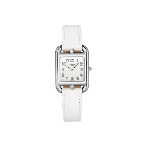 HERMES Cape Cod Женские часы Кварцевый механизм Естественная кожа Ремешок Белый циферблат