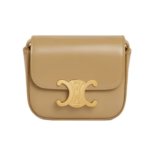 CELINE Triomphe Телячья кожа Сумка через плечо Мини Женская Оливковый