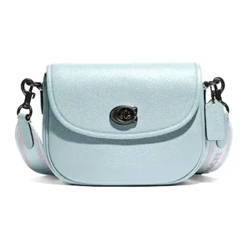 COACH Willow Каменная кожа Седло Сумка Сумка через плечо Маленькая Женская Озеро Аква-зеленый