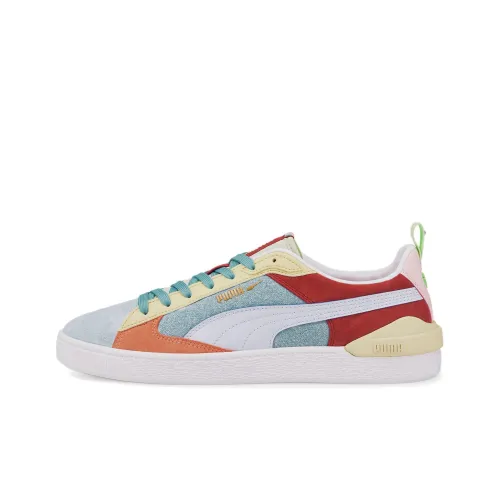PUMA Suede Block Wt Foam Stripe 2 Low Skateboarding Кроссовки Унисекс Синий Красный Белый