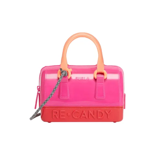 Furla Конфетный цвет Переработанный TPU Колорблок Бостон Сумка через плечо Сумка Мини Сумка Женская Розовая и Красная
