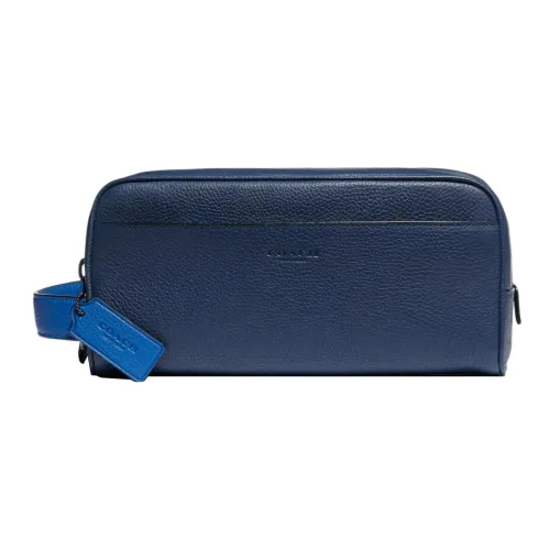 COACH Travel Kit Кожаный клатч большой унисекс серый синий