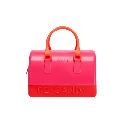 Furla Конфетный цвет Переработанный TPU Бостон Сумка через плечо Сумка Сумка среднего размера Женская Розовая и Красная