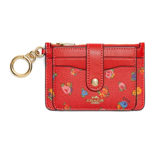 COACH Card Case Кожаный держатель для карт Женский Красный