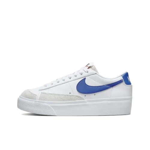 nike Blazer Платформа Slip Resistant Abrasion Resistant Легкий Низкий Топ Скейтборд Кроссовки Женские Белые Синие