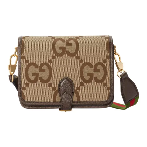 GUCCI Canvas Сумка Курьерская сумка Аккордеонная сумка Сумка через плечо Женская Бежевая Коричневая