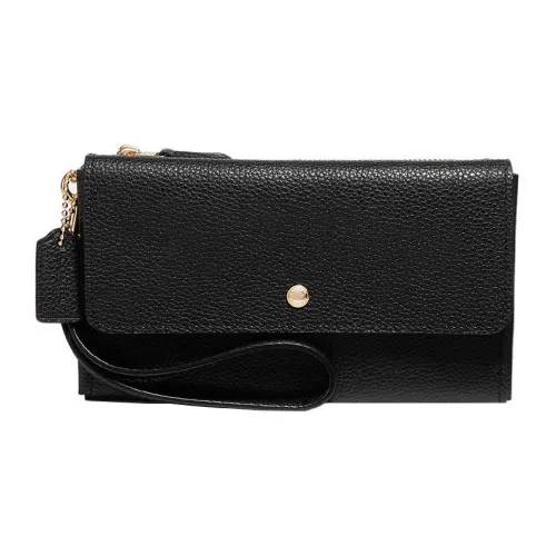 COACH Triple Leather Clutch Small Women's Black