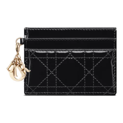 DIOR Lady Dior Лакированная кожа коровья кожа держатель для карт кошелек картхолдер женский черный