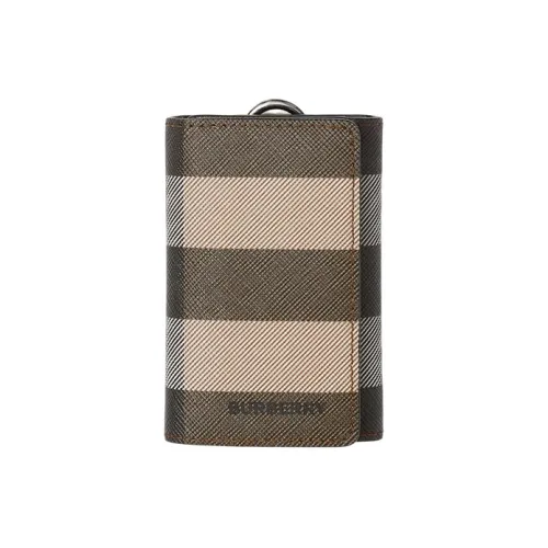 Burberry Клетка с кожаной отделкой Key Pouch Мужской Коричневый