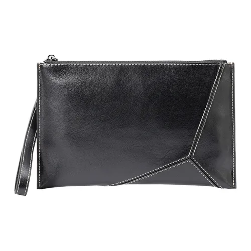 NOMK Клатч из крупнозернистой текстуры коровьей кожи стандартный мужской черный