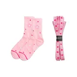 Носки "Падающий Вишневый цветок", универсальный размер, 1 пачка + Шнурки "Точка Вишневый цветок", 1 пара