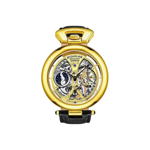 STUHRLING Автоматические механические мужские часы 49 мм с открытым механизмом