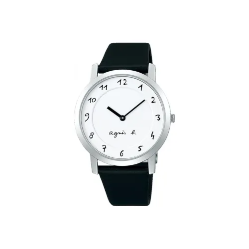 SEIKO Agnes Collection Кварцевый механизм Естественная кожа Ремешок из нержавеющей стали Часы Мужские Белый циферблат