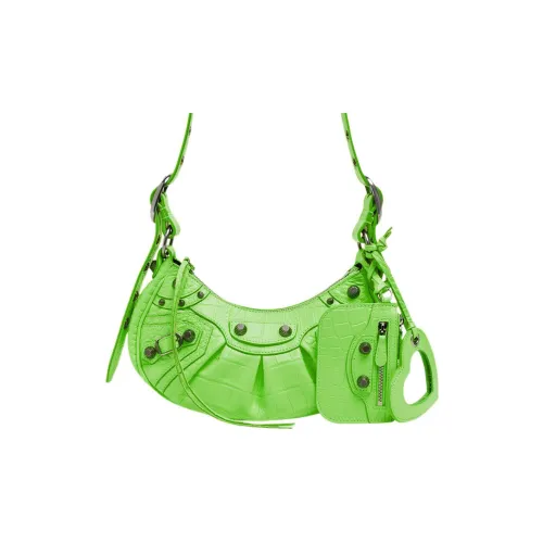 Balenciaga Le Cagole Кожа Полумесяц Сумка Плечевая Сумка Маленькая Женская Ярко-Зеленая