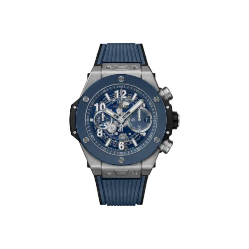 HUBLOT Big Bang Автоматический Механический Часы Мужские Циферблат 44 мм Синий Титан Корпус Часы Резиновый Ремешок