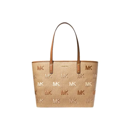 MICHAEL KORS Carter Ткань Тоут Сумка Сумка на плечо Большая Женская Солома и Желудево-коричневый
