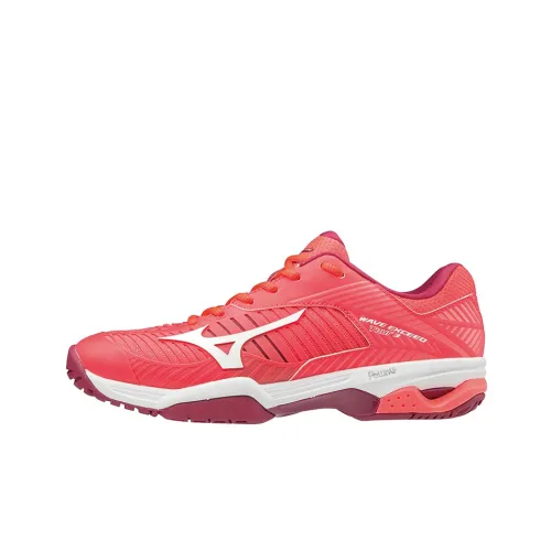 Mizuno Wave Exceed Tour 3 AC Легкий Износостойкий Anti-Slip Низкий Топ Кроссовки для тенниса Женские Красный