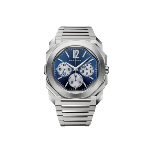 BVLGARI Octo Finissimo Часы Прозрачная Крышка Корпуса, Синий Циферблат С Сатинированной И Полированной Отделкой