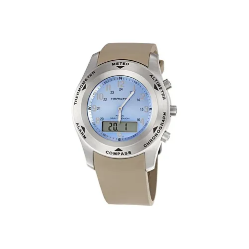 HAMILTON Khaki Collection Кварцевый механизм Мужские часы Часы 42 мм Синий циферблат Корпус из нержавеющей стали Резиновый ремешок