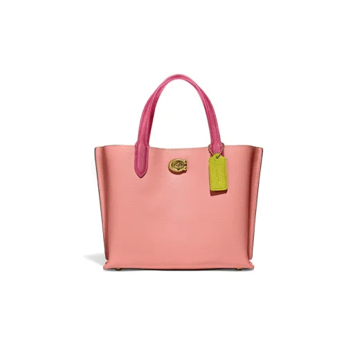 COACH Willow Коровья кожа Тоут Сумка Сумка для покупок Сумка через плечо Сумка на одно плечо Средний размер Женская Розовая