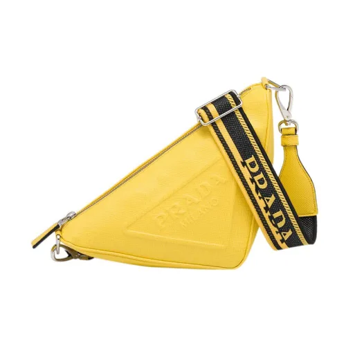 PRADA Triangle Saffiano Leather Shoulder Bag Regular Men's Sun Yellow PRADA Треугольник Saffiano Кожа Сумка через плечо Стандартный Мужской Солнечный Желтый