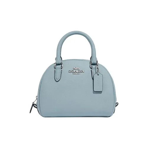 COACH Крестообразная текстура кожа ручная сумка сумка через плечо маленькая женская светло-синяя