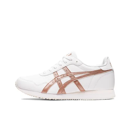 Asics Tiger Runner Амортизация Низкий Топ Повседневные Беговые кроссовки Женские Белые Розовое Золото