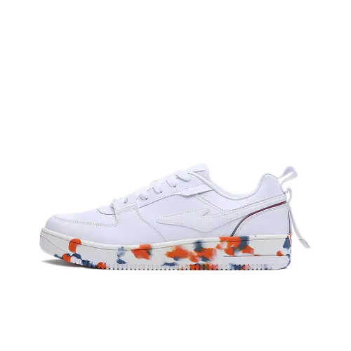 Erke Slip-Resistant и Breathable Низкие Кроссовки для Скейтбординга Мужские Белые и Оранжевые