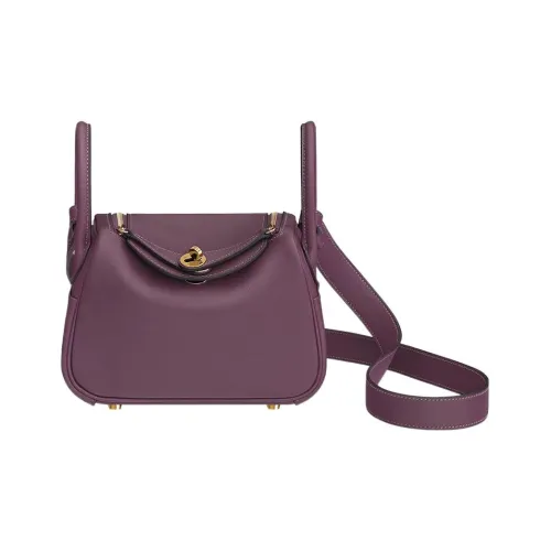 HERMES Lindy Swift Телячья кожа Сумка Сумка через плечо Сумка через плечо Мини Женская N5 Черная смородина