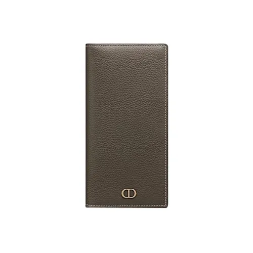 DIOR Рельеф Телячья кожа Straight Длинный кошелек кошелек держатель для карт держатель для карт Мужской Эбеновый Кофе