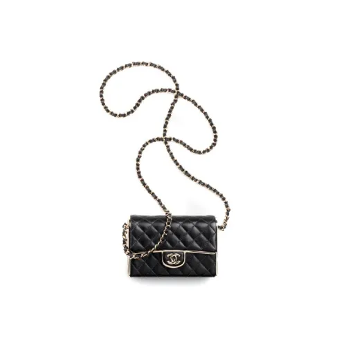 CHANEL Овчина и Золото Металл Сумки через плечо Маленькие Женские Черный