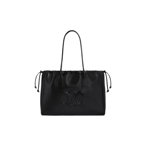 CELINE Гладкая телячья кожа подкладка бархат тоут сумка сумка для покупок сумка обычная женская черная