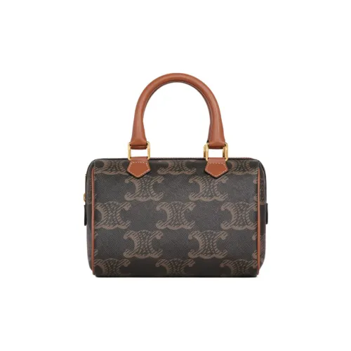 CELINE Triomphe Arc De Triomphe Холст Телячья кожа Бостон Сумка через плечо Сумка Маленькая Женская Коричневая