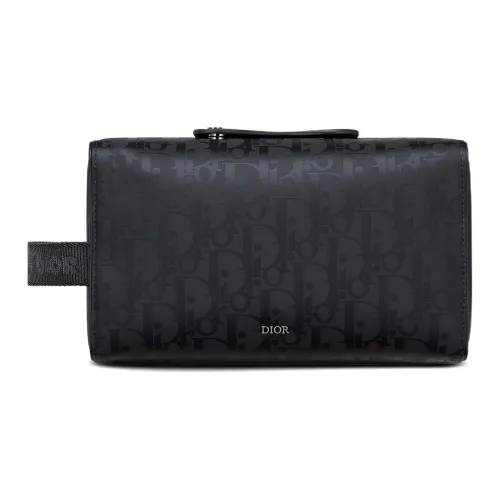 DIOR Lingot Технологичная ткань кожа нейлон Сумка для макияжа сумка для туалетных принадлежностей сумка для хранения сумка для путешествий клатч Мужской Черный