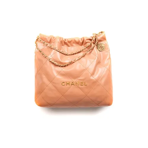 CHANEL 22Bag Блестящий Телячья кожа Тоут Сумка Сумка для покупок Сумка на плечо Женская Коричневая