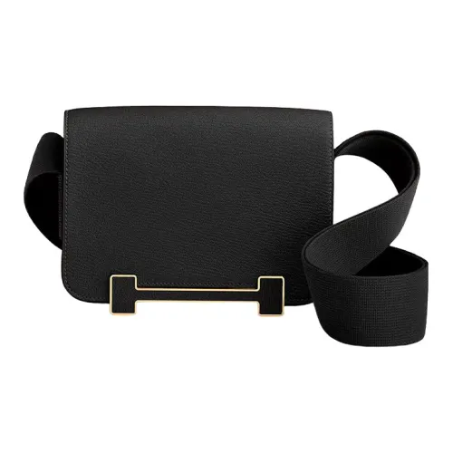 HERMES Geta Овчина Деревянный Сандалии Сумка Портативная Сумка через плечо Сумка на плечо Женская 89 Черная