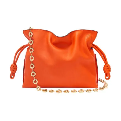 LOEWE Flamenco Nappa Телячья кожа Клатч Мини Женский Оранжевый