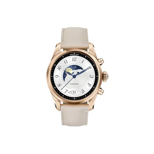 MONTBLANC Электронный Механизм Мужские часы Часы 43,5 мм Золотой циферблат Корпус из нержавеющей стали Кожаный ремешок