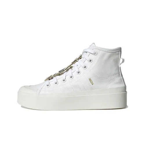 Adidas Originals NIZZA Аbrasion Resistant визуально увеличивает рост Высокие Кроссовки для скейтбординга Женские Белые