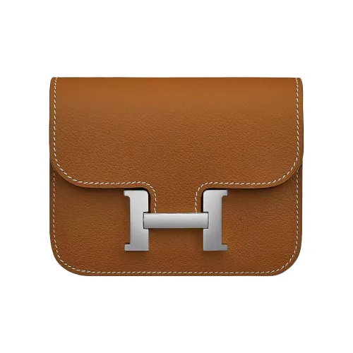 HERMES Constance Slim Evercolor Телячья кожа Кошелек Держатель для карт Бананка Женские 37 Золотисто-коричневый