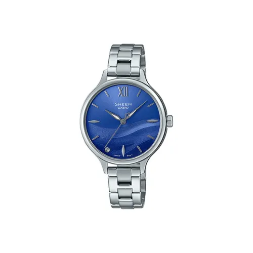 CASIO SHEEN Collection Кварцевый механизм нержавеющая сталь ремешок женские часы синий циферблат SHE 4550D 2BUPR